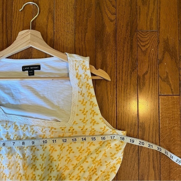 Lane Bryant | Sunny Yellow & White Eyelet Tank Top Size 14/16 Summer Spring - Picture 7 of 9